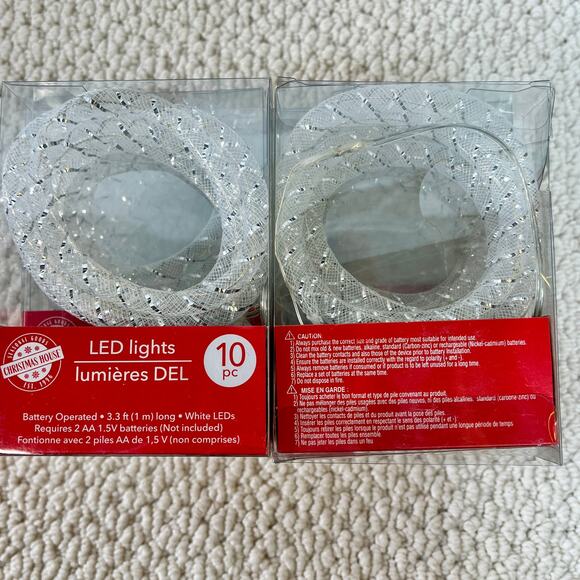 LED Mesh Rope Micro Lights White Battery Operated DT Christmas Decor Lot of 8 - Picture 1 of 2
